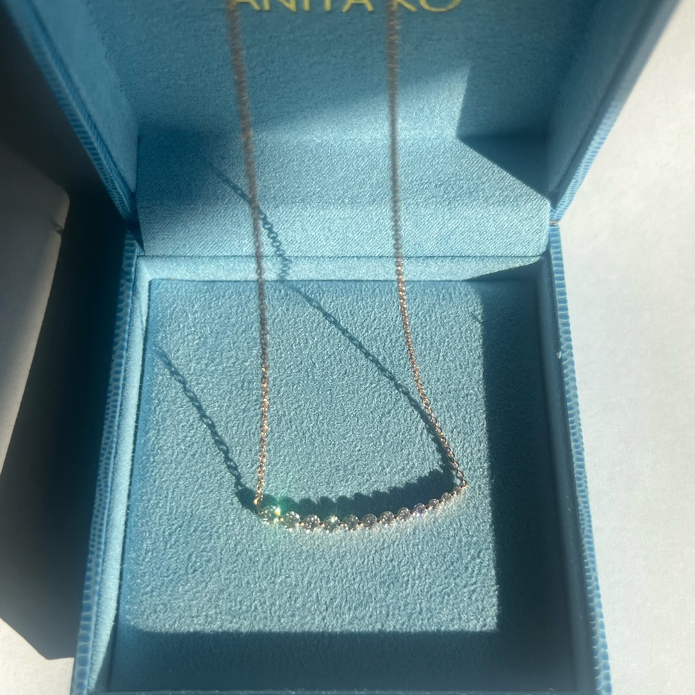 ANITA KO 18k ROSE GOLD GRADUATED DIAMOND NECKLACE - Picture 5 of 5